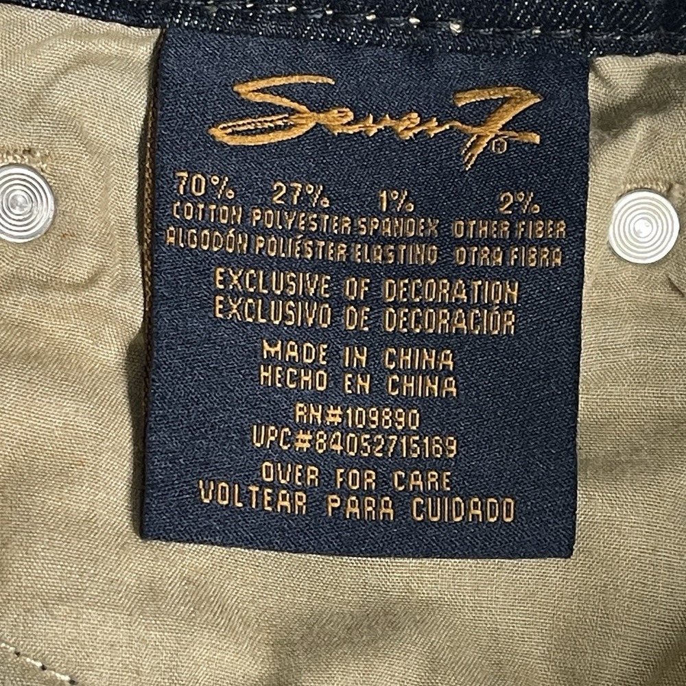 Seven7 Jean Shorts Size 12 Dark Denim Mid Length Embellished Pocket Casual - Picture 6 of 11